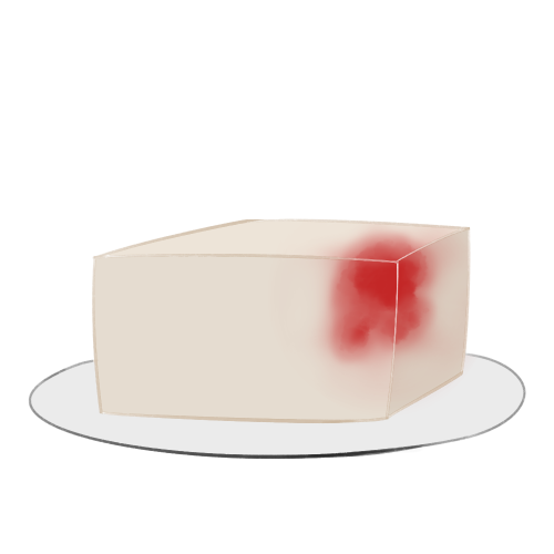 血のついた豆腐の画像