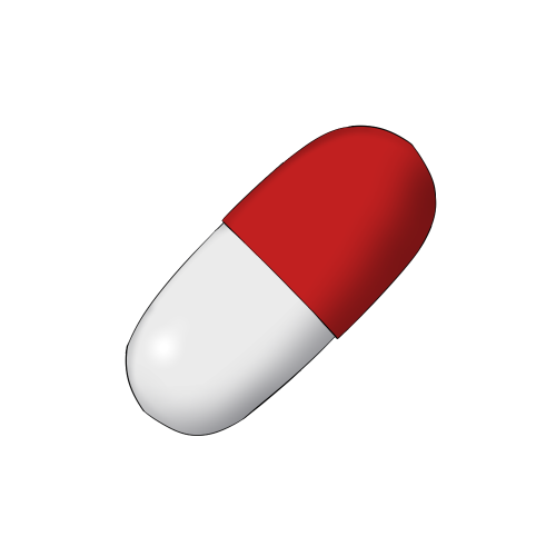 カプセル錠剤（白赤）の画像
