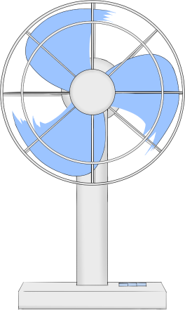 回る扇風機の画像