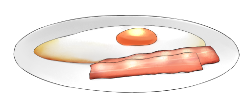 目玉焼きベーコンのフリー素材サンプル画像