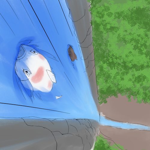 鯉のぼり（滝）のフリー素材サンプル画像