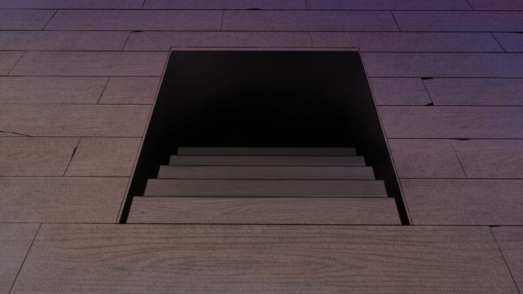 地下への隠し階段のフリーイラスト素材サンプル画像