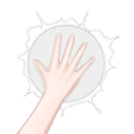 パイをぶつけるときの手のフリー素材サンプル画像