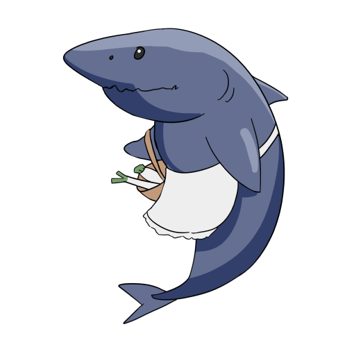 買い物上手（サメ）のフリー素材サンプル画像