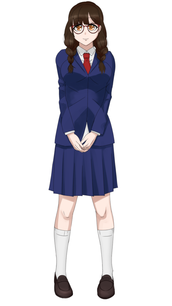 三つ編みメガネ女子高生のフリー素材サンプル画像