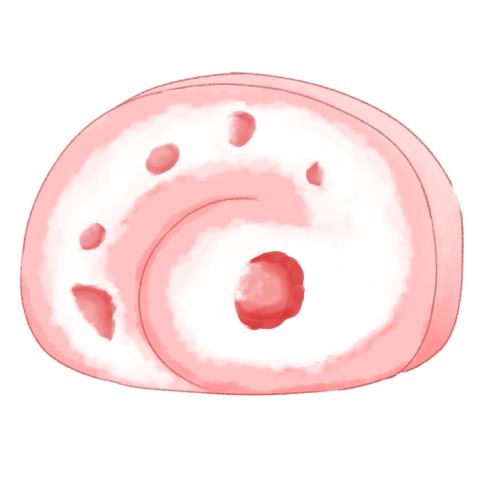 イチゴのロールケーキのフリー素材サンプル画像